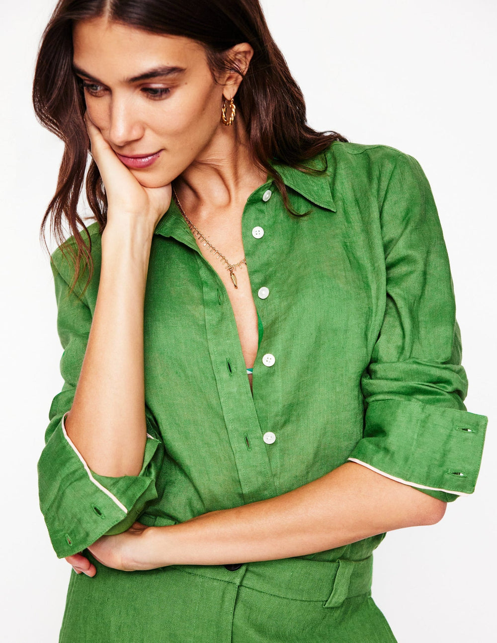 Boden Sienna Linen Shirt - Paradise Green