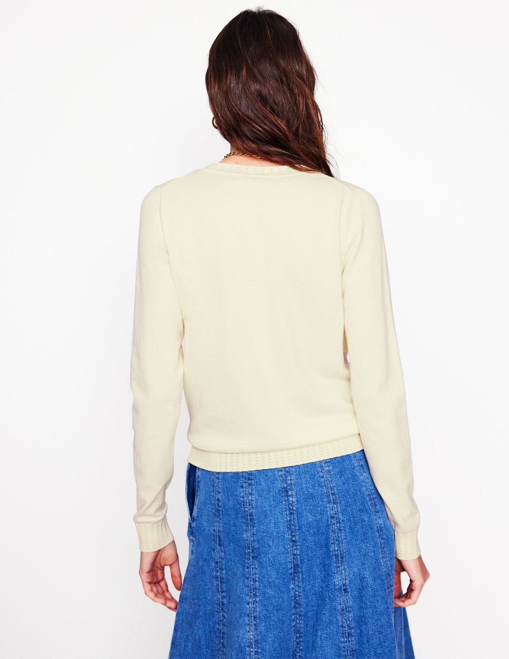 Boden Emilia Cotton Crew Cardigan - Warm Ivory