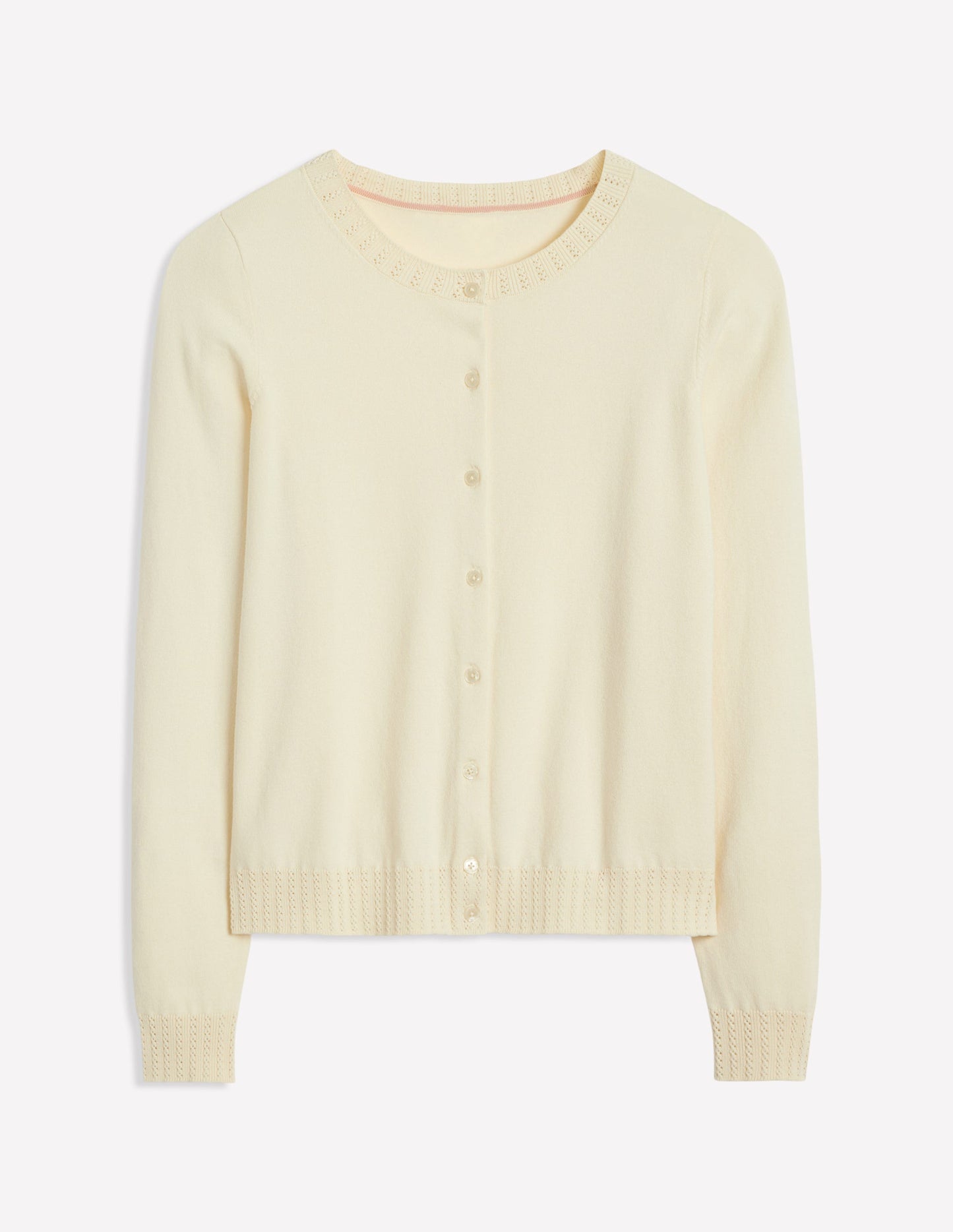 Boden Emilia Cotton Crew Cardigan - Warm Ivory