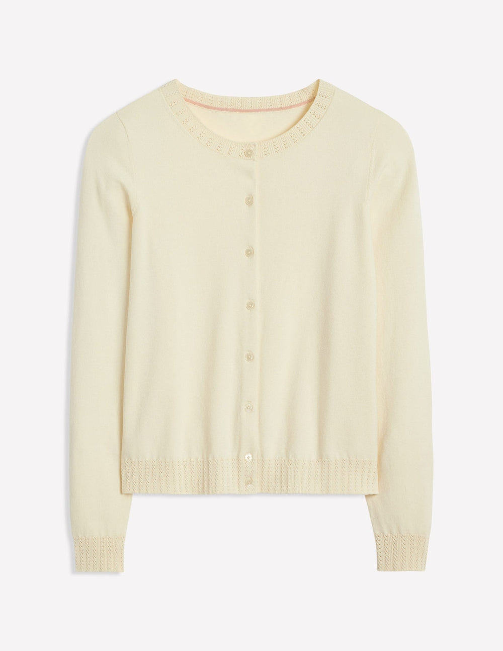 Boden Emilia Cotton Crew Cardigan - Warm Ivory