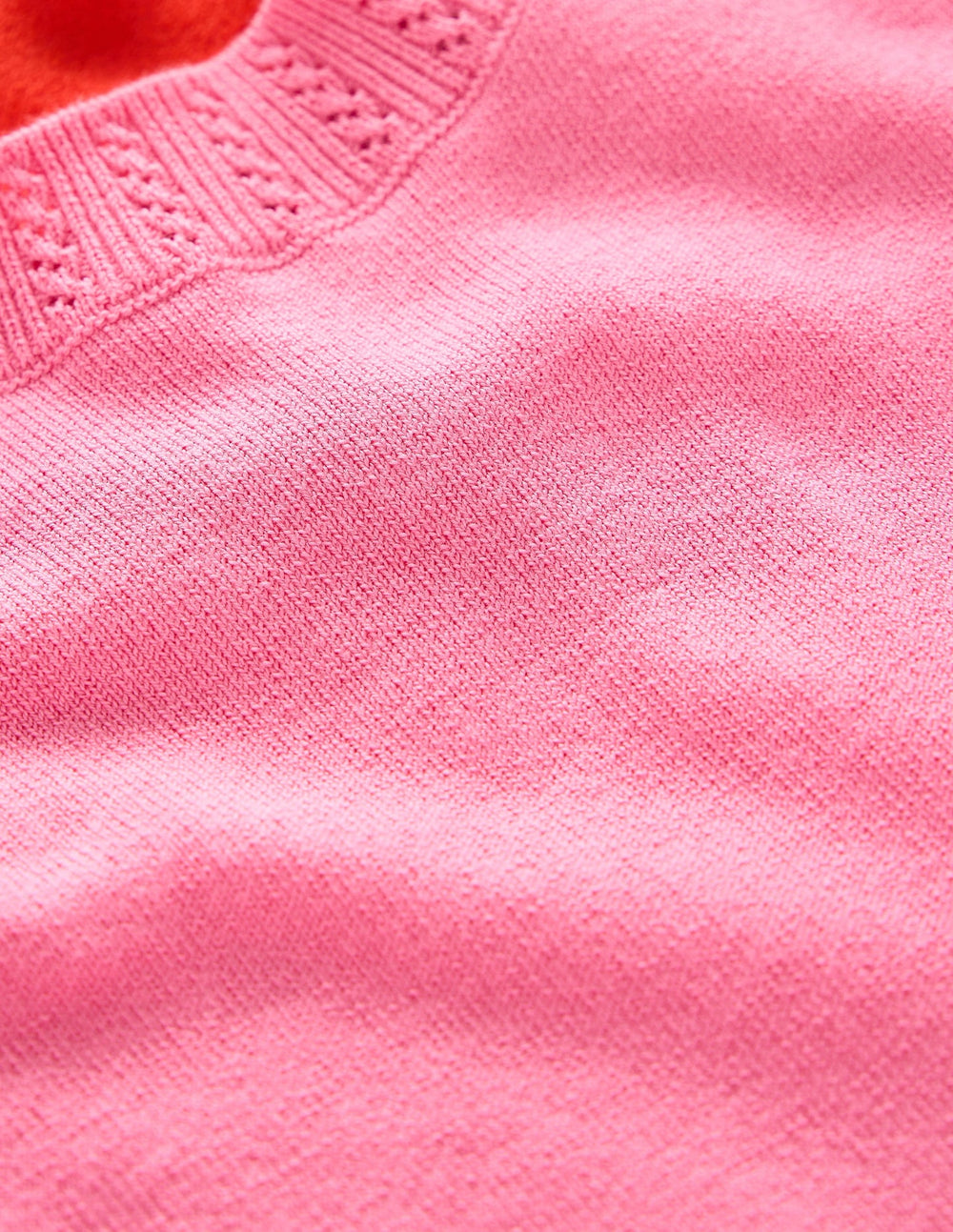 Boden Emilia Cotton Crew T-shirt - Pink Rose / Firecracker Red