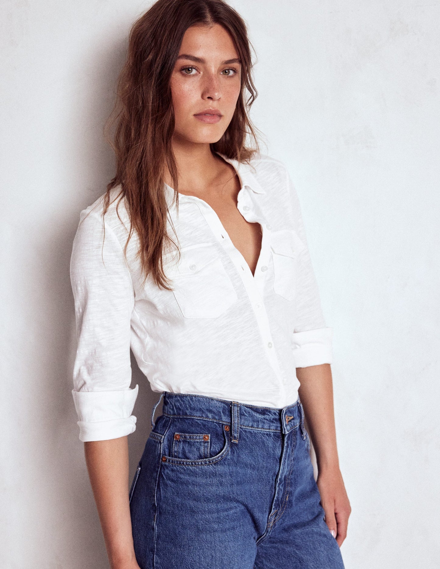 Boden Amy Jersey Shirt - White