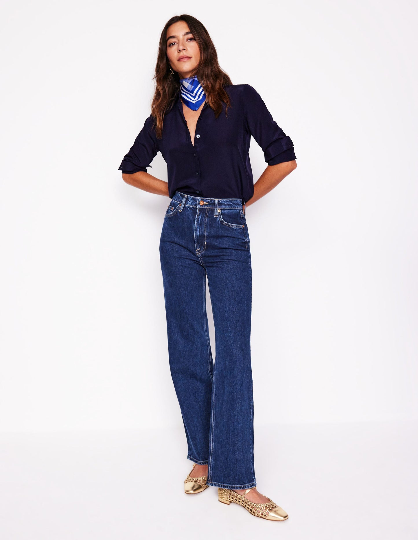 Boden High Rise Column Leg Jeans - Dark Vintage