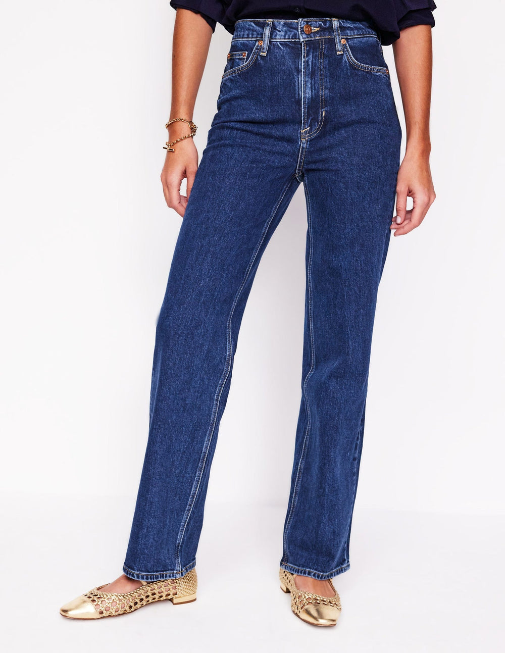 Boden High Rise Column Leg Jeans - Dark Vintage