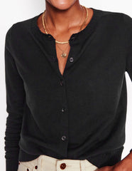Boden Emilia Cotton Crew Cardigan - Black
