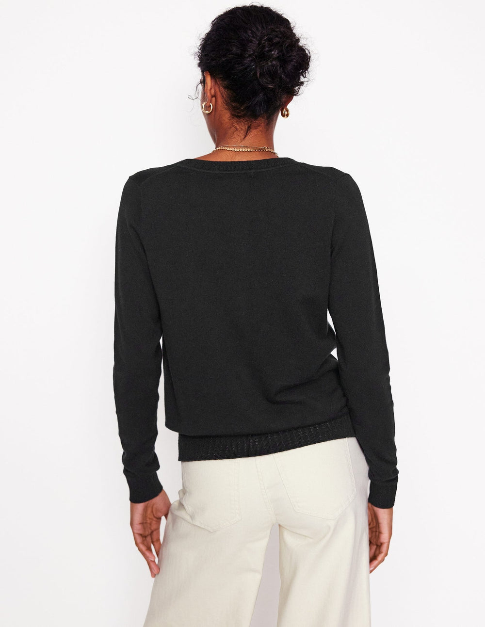 Boden Emilia Cotton Crew Cardigan - Black