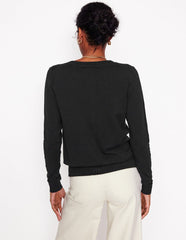 Boden Emilia Cotton Crew Cardigan - Black