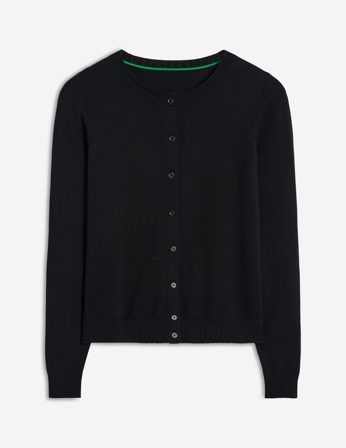 Boden Emilia Cotton Crew Cardigan - Black