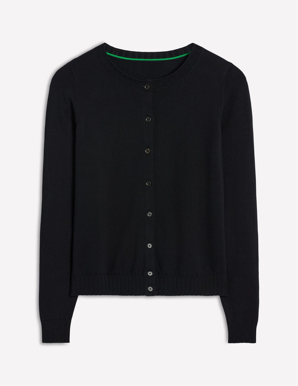 Boden Emilia Cotton Crew Cardigan - Black