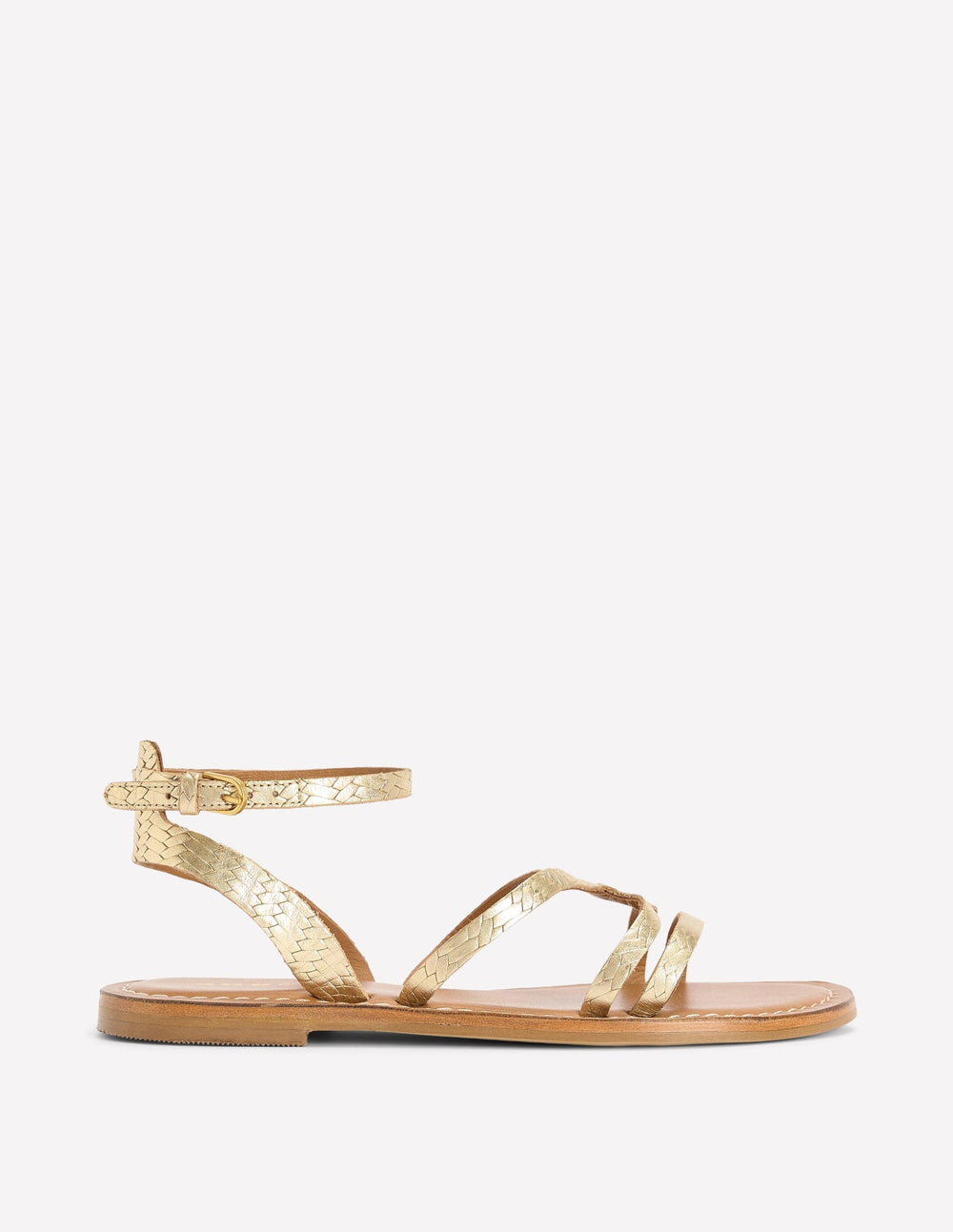 Boden Casual Flat Sandal - Gold Woven Leather