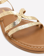 Boden Casual Flat Sandal - Gold Woven Leather