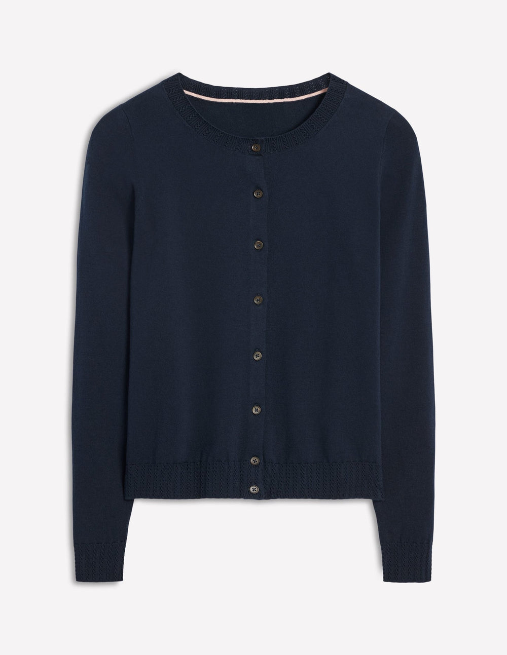 Boden Emilia Cotton Crew Cardigan - Navy