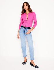 Boden Emilia Cotton Crew Cardigan - Tickled Pink