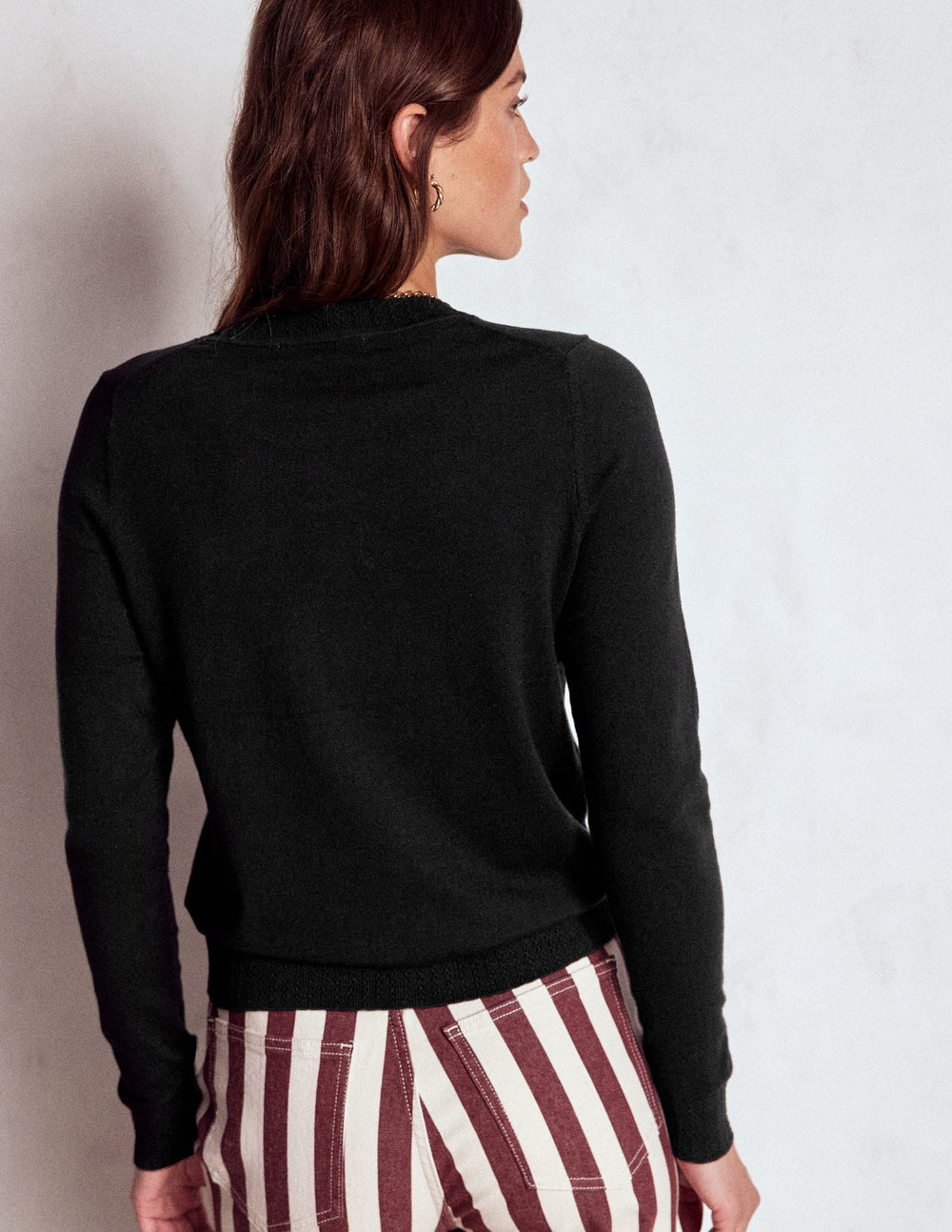 Boden Emilia Cotton Crew Sweater - Black
