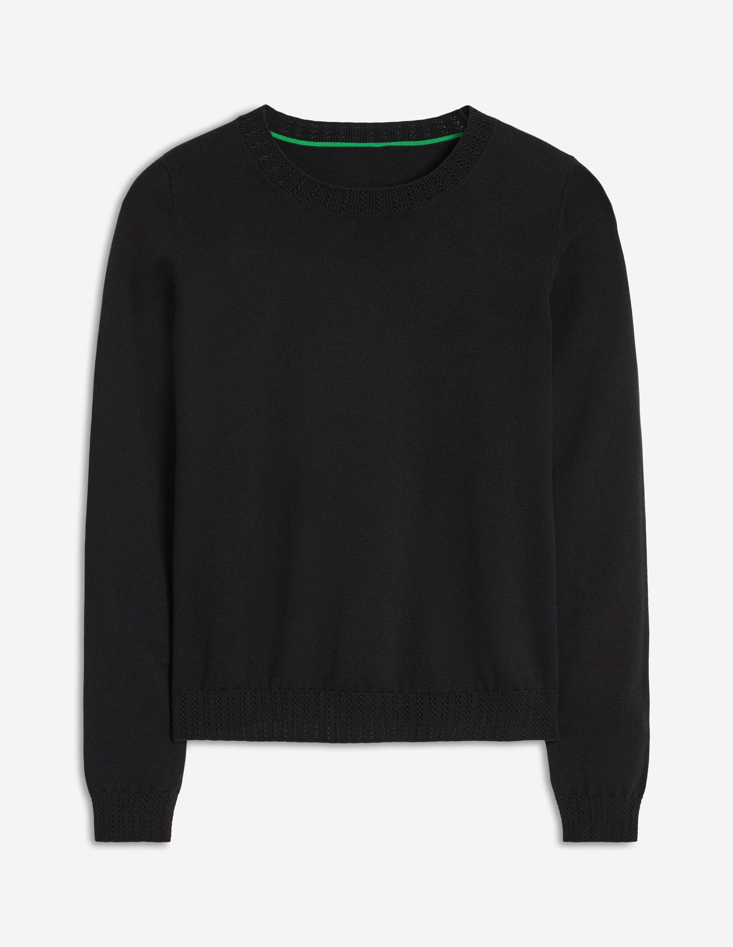 Boden Emilia Cotton Crew Sweater - Black