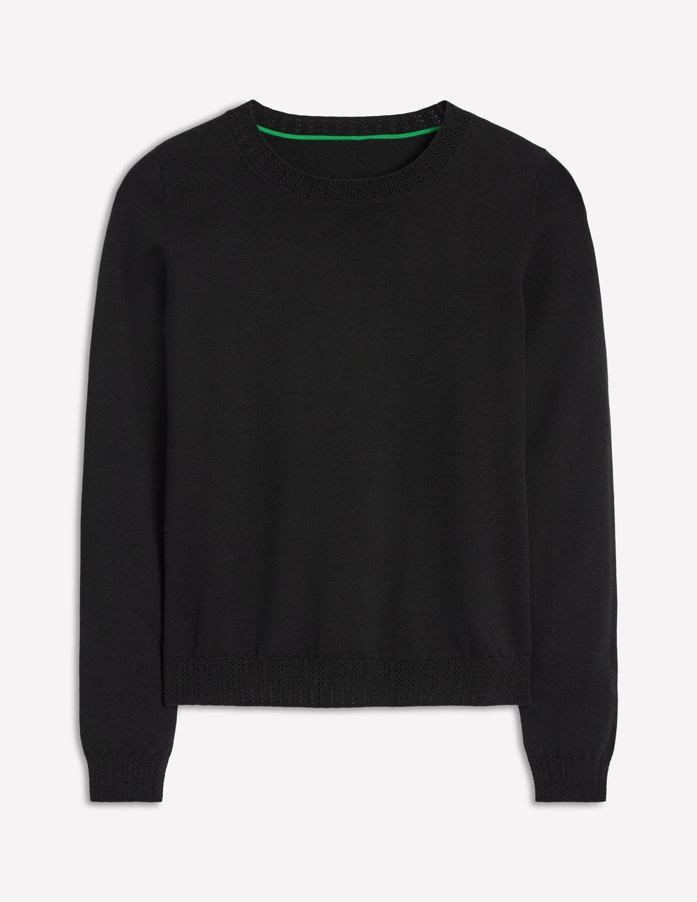 Boden Emilia Cotton Crew Sweater - Black