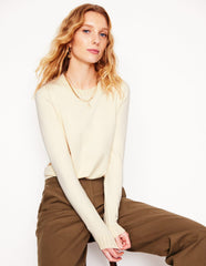 Boden Emilia Cotton Crew Sweater - Warm Ivory