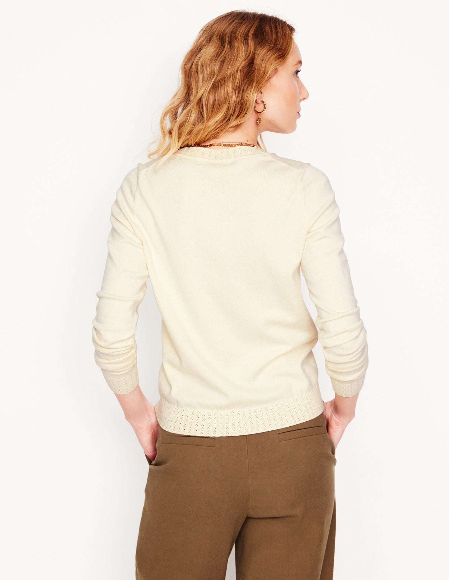 Boden Emilia Cotton Crew Sweater - Warm Ivory