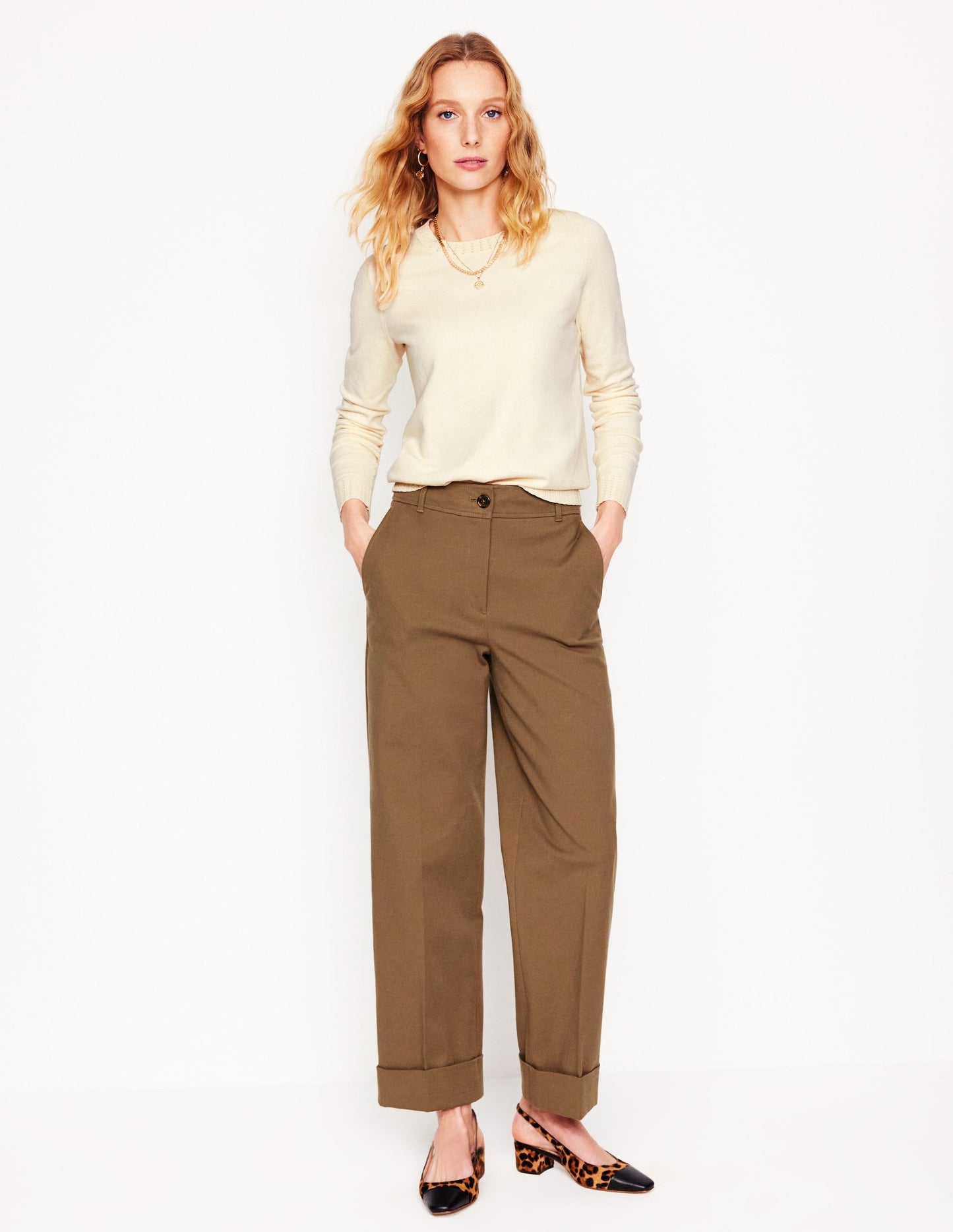 Boden Emilia Cotton Crew Sweater - Warm Ivory
