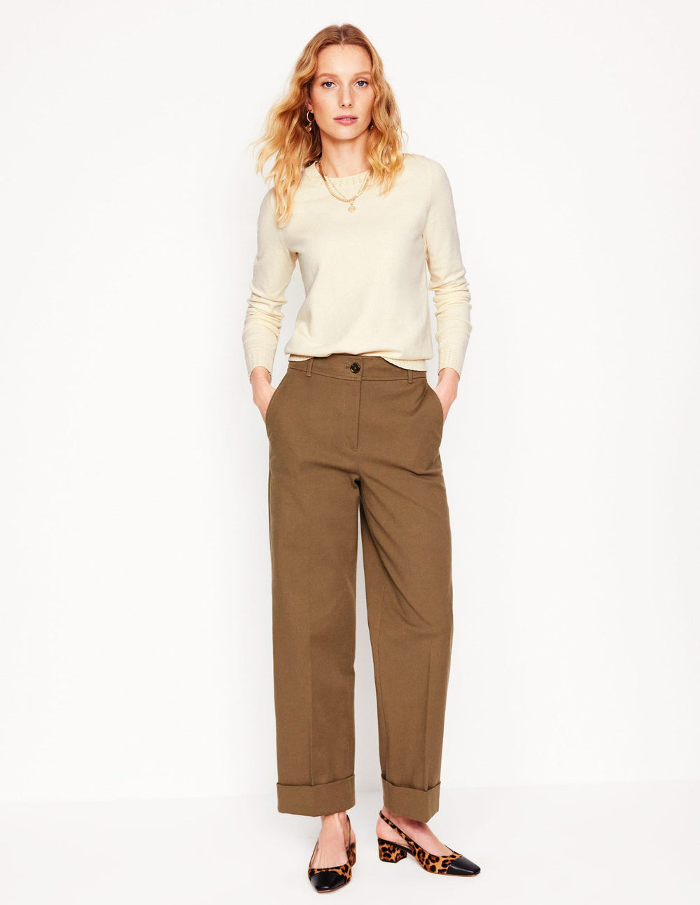 Boden Emilia Cotton Crew Sweater - Warm Ivory