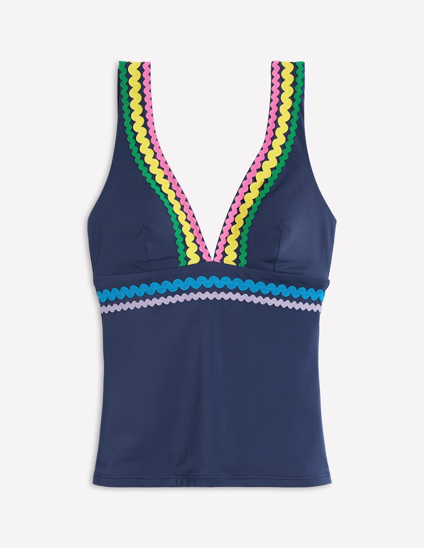 Boden Porto Tankini Top - Navy Rik Rak