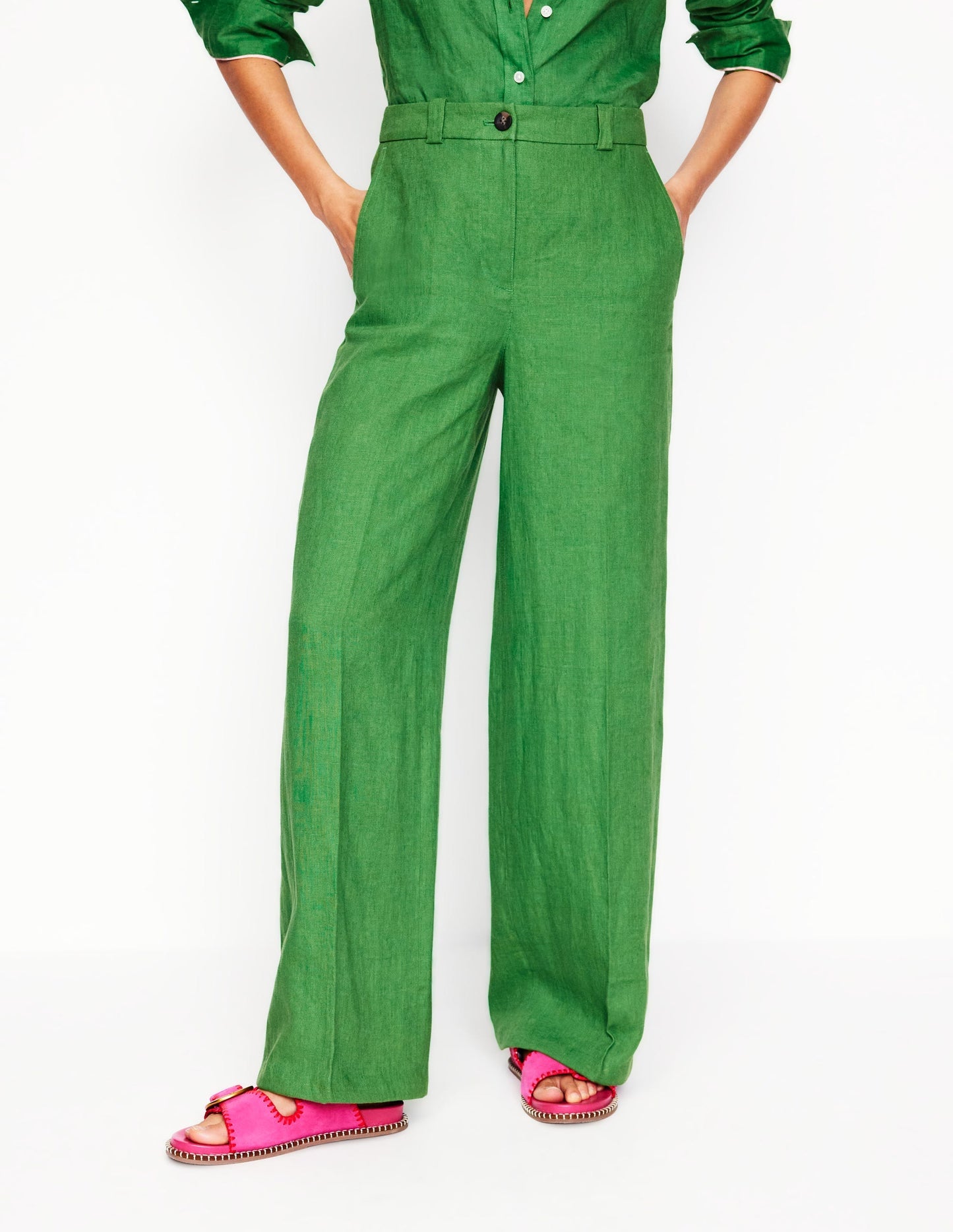 Boden Westbourne Linen Pants - Paradise Green