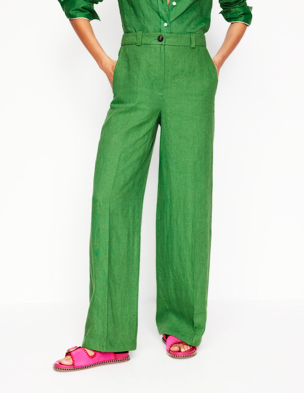 Boden Westbourne Linen Pants - Paradise Green
