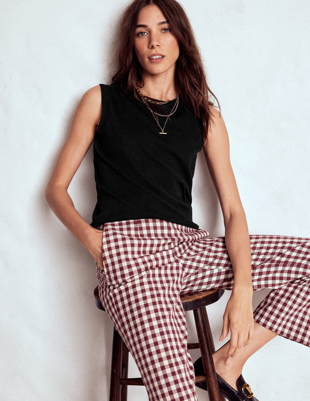 Boden Emilia Cotton Crew Neck Vest - Black