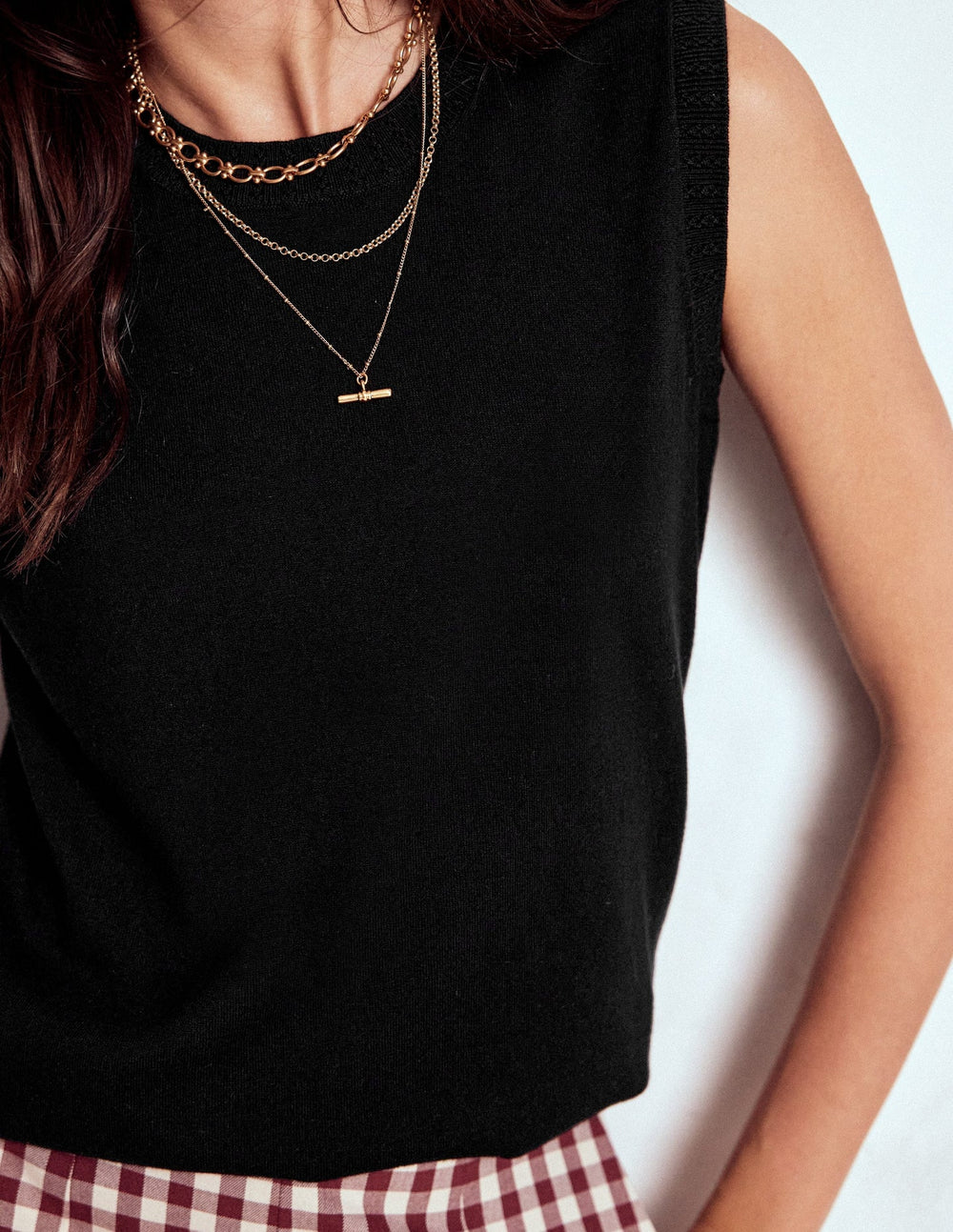 Boden Emilia Cotton Crew Neck Vest - Black