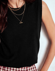 Boden Emilia Cotton Crew Neck Vest - Black