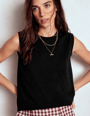 Boden Emilia Cotton Crew Neck Vest - Black