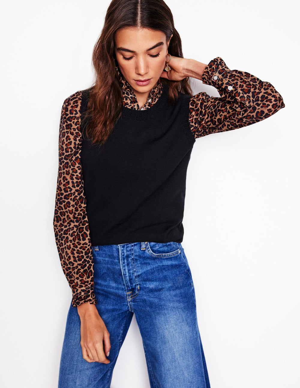 Boden Emilia Cotton Crew Neck Vest - Black