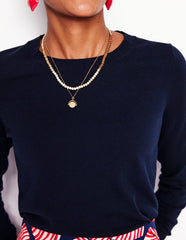 Boden Emilia Cotton Crew Sweater - Navy