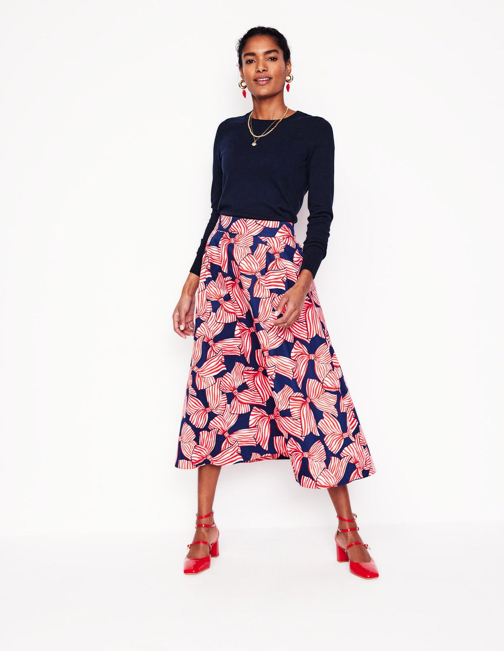 Boden Emilia Cotton Crew Sweater - Navy