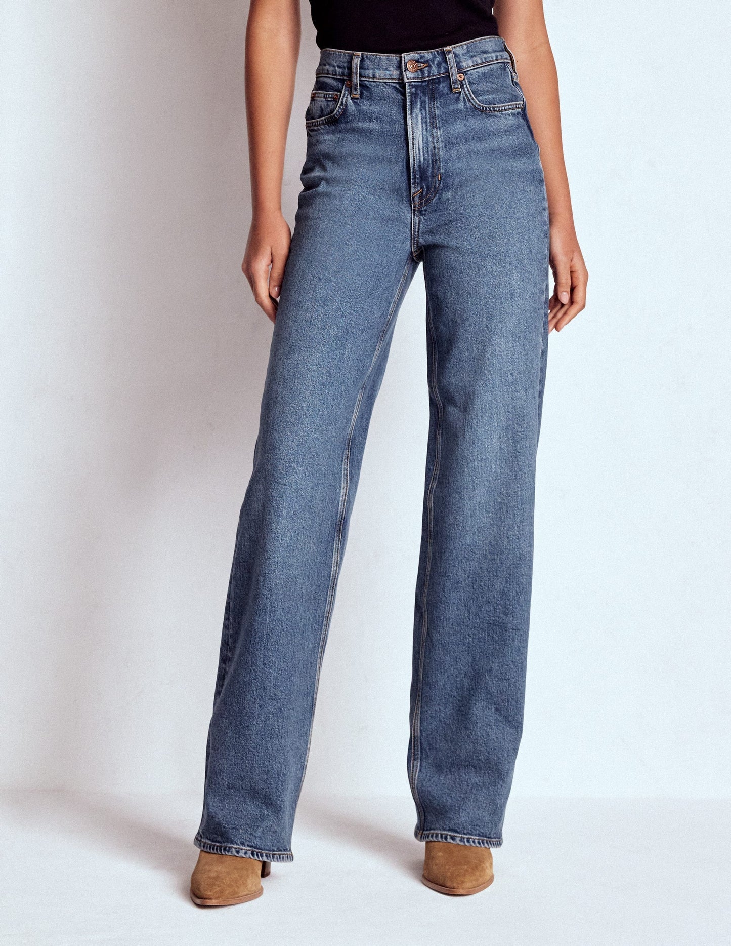 Boden High Rise Column Leg Jeans - Mid Vintage