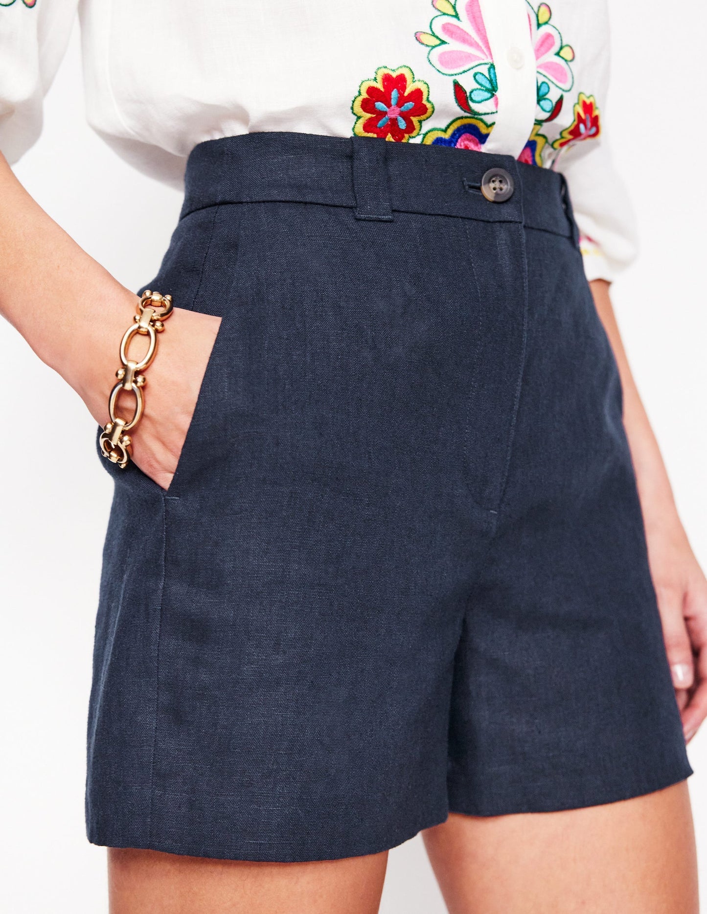 Boden Westbourne Linen Shorts - Navy
