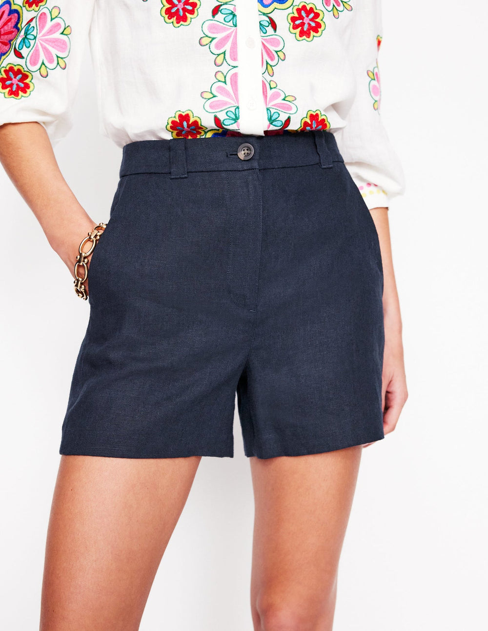 Boden Westbourne Linen Shorts - Navy