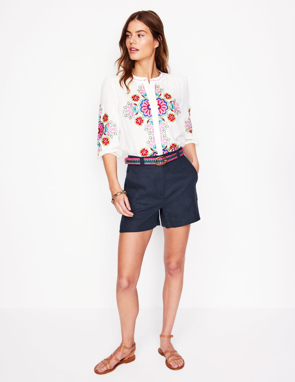 Boden Westbourne Linen Shorts - Navy