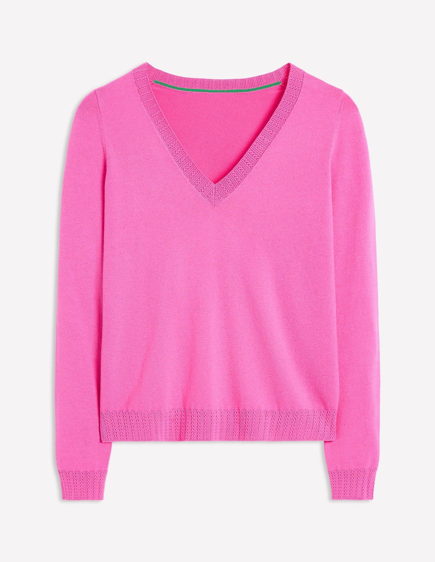 Boden Emilia Cotton V Neck Sweater - Tickled Pink
