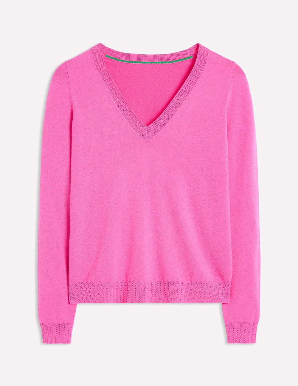 Boden Emilia Cotton V Neck Sweater - Tickled Pink