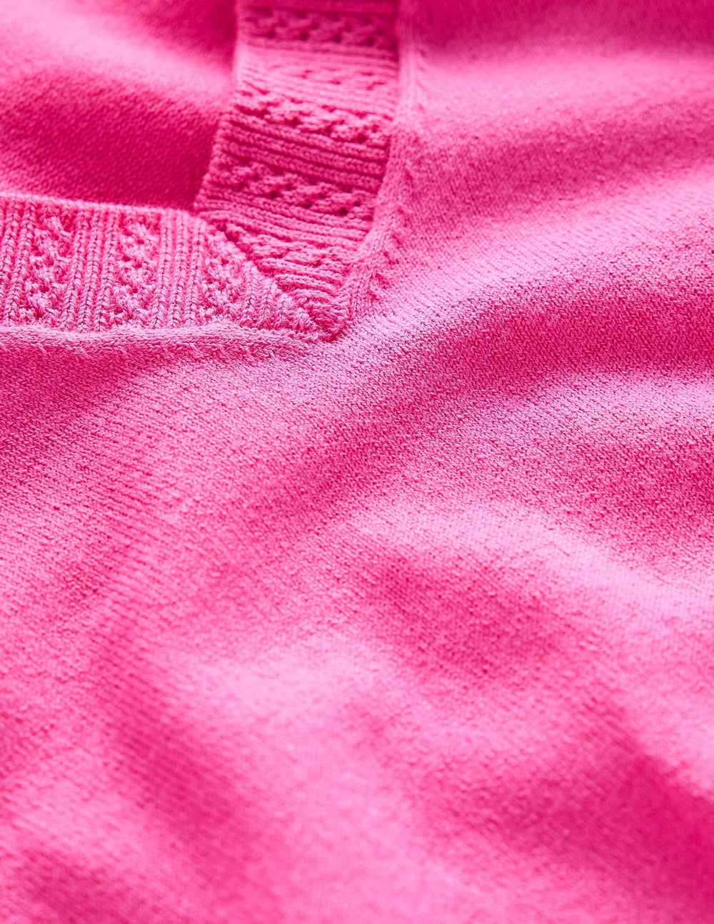 Boden Emilia Cotton V Neck Sweater - Tickled Pink