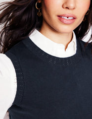 Boden Emilia Cotton Crew Neck Vest - Navy