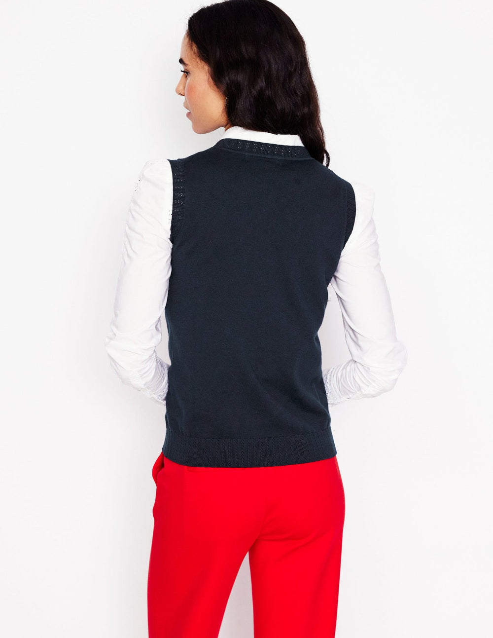 Boden Emilia Cotton Crew Neck Vest - Navy