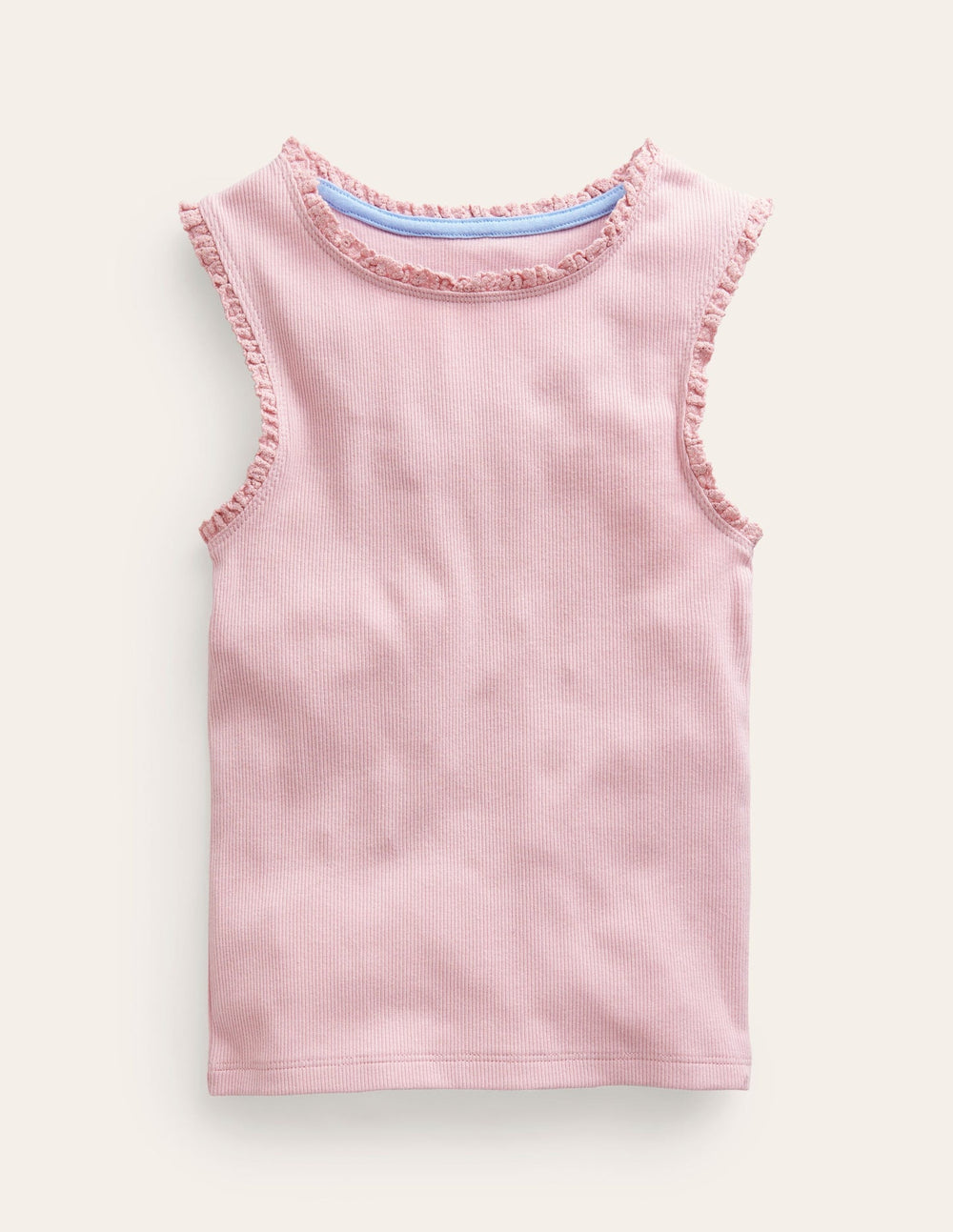 Boden Ribbed Lace Trim Tank Top - French Pink