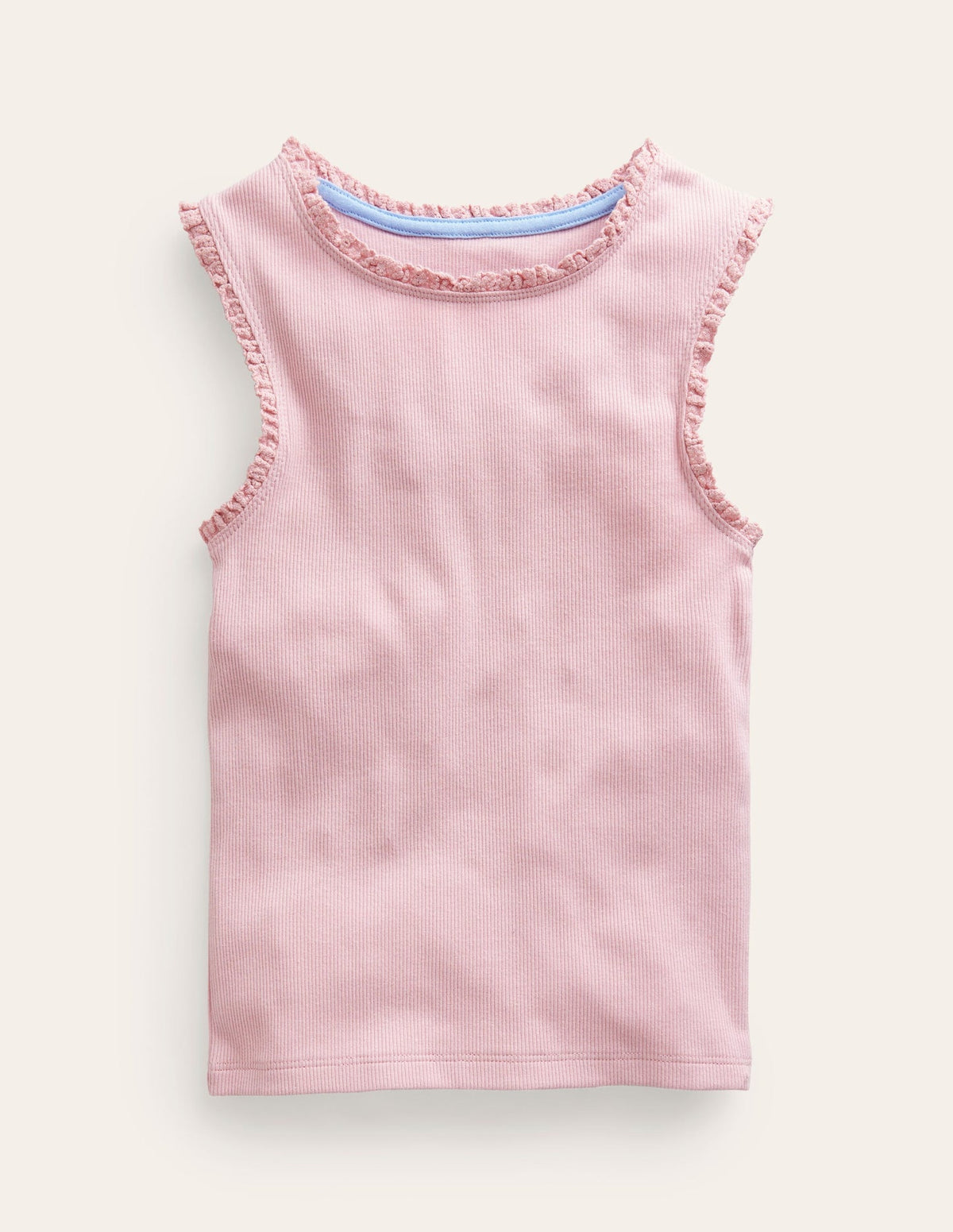 Boden Ribbed Lace Trim Tank Top - French Pink