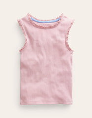 Boden Ribbed Lace Trim Tank Top - French Pink
