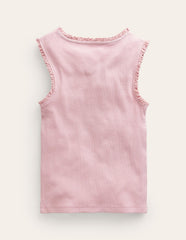 Boden Ribbed Lace Trim Tank Top - French Pink