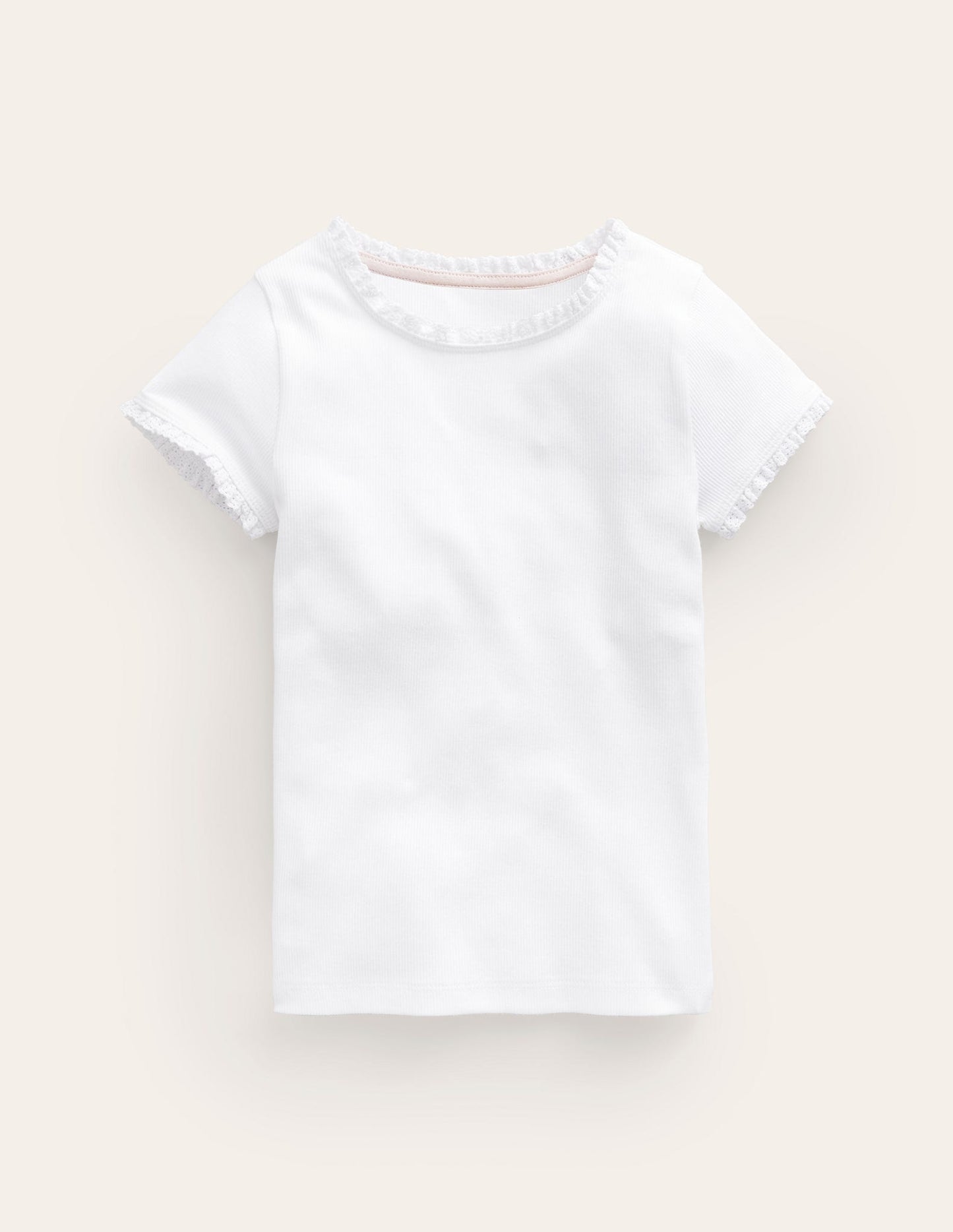 Boden Short Sleeve Ribbed T-shirt - White