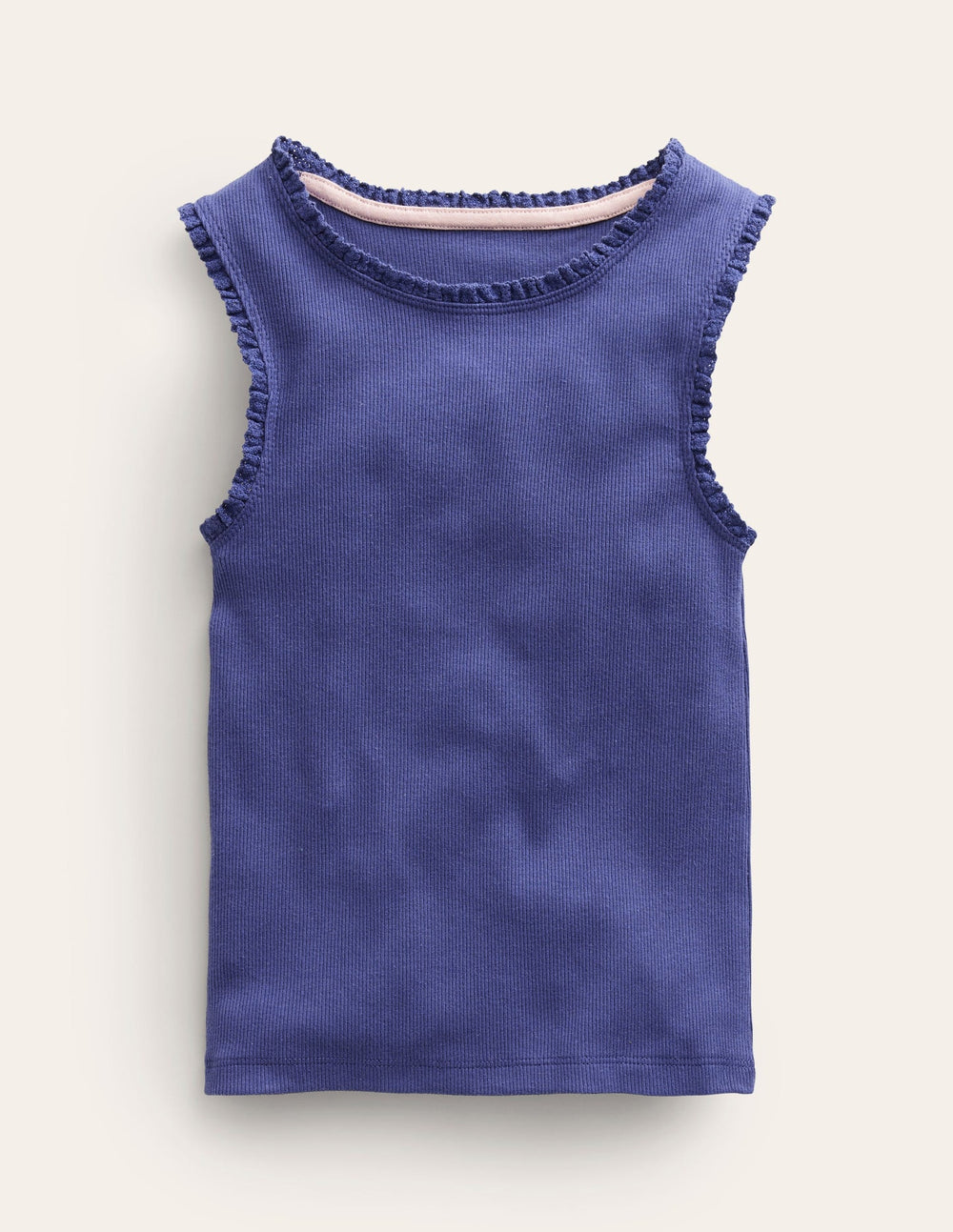 Boden Ribbed Lace Trim Tank Top - Starboard