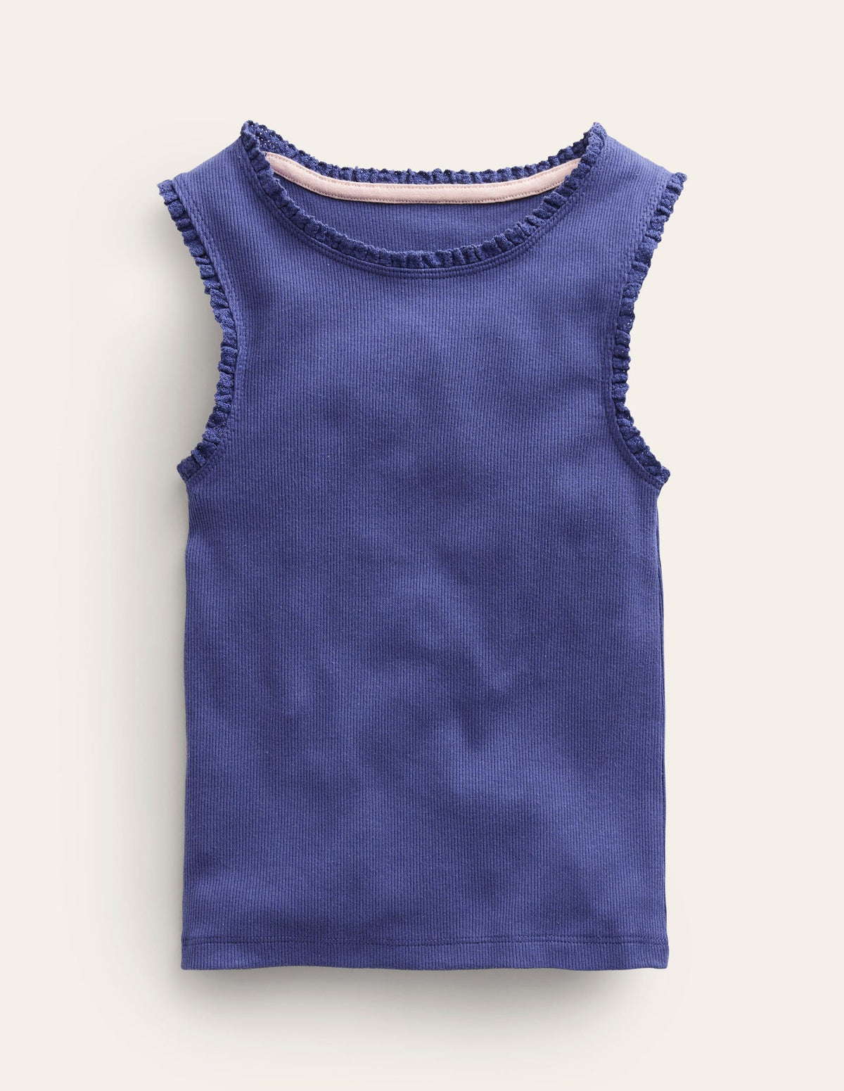 Boden Ribbed Lace Trim Tank Top - Starboard